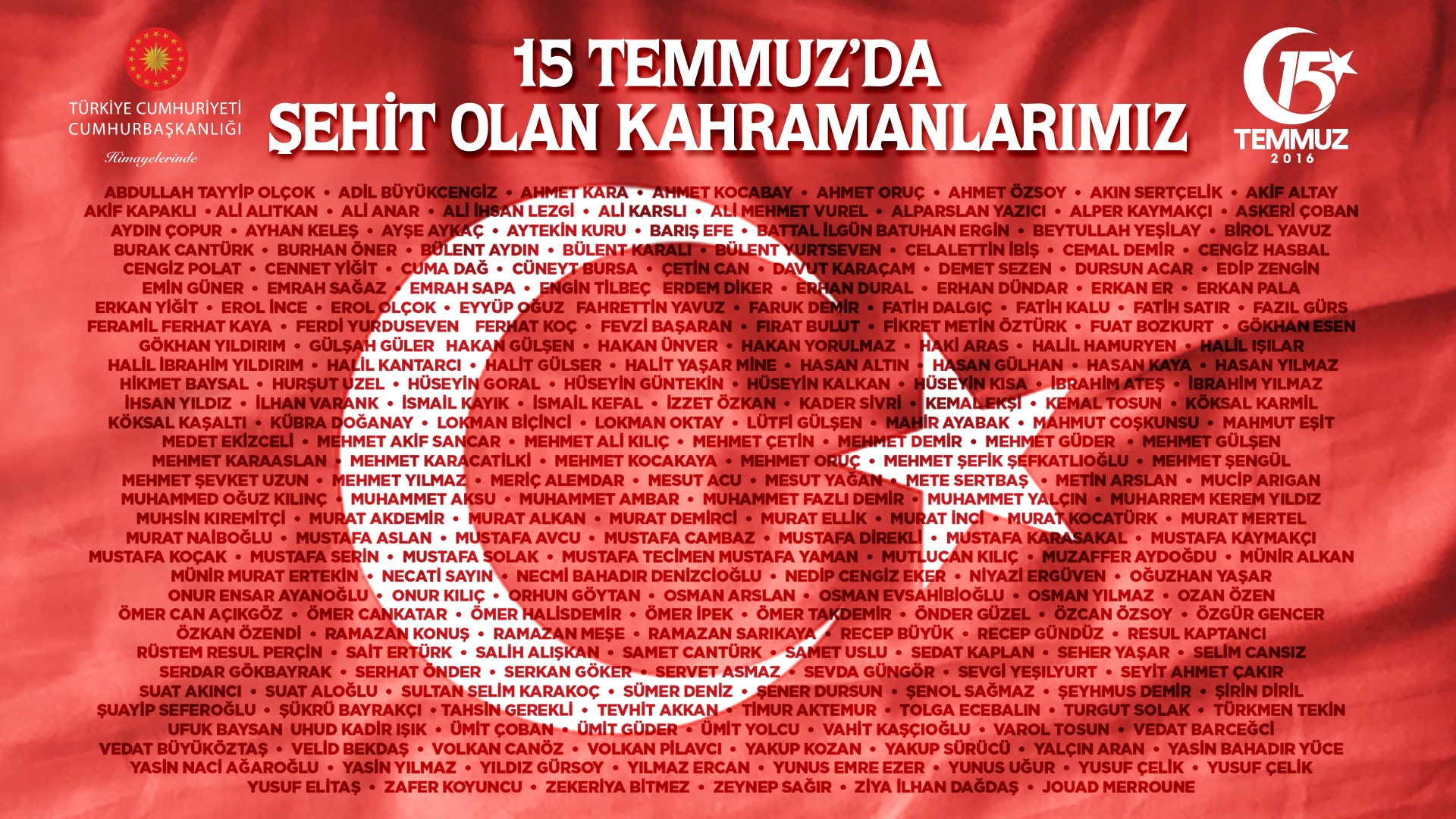 15 Temmuz’da Şehit olan Kahramanlarımız